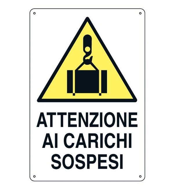 Cartello attenzione ai carichi sospesi 43x68 cm