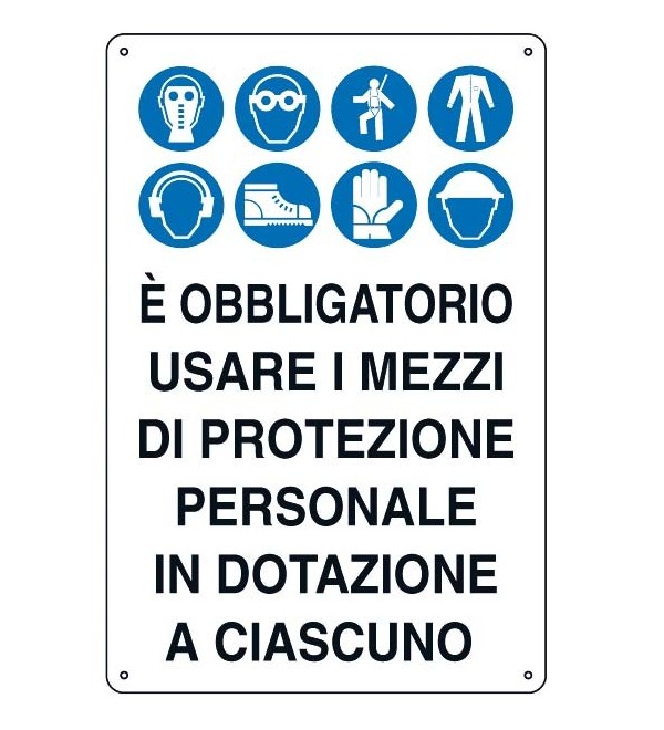 Cartello protezione personale 43x68 cm