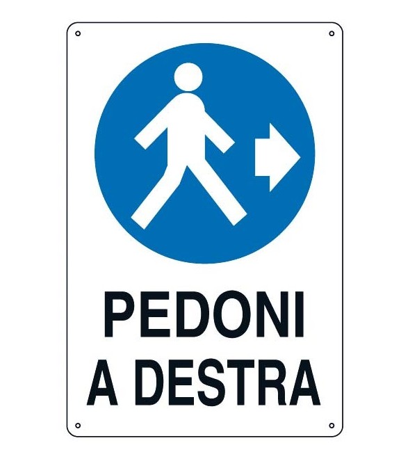 Cartello pedoni a destra 33x43 cm