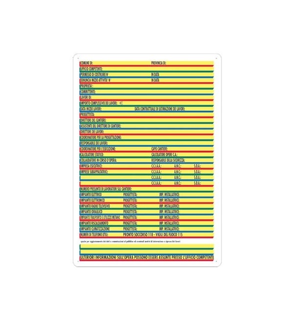 Cartello concess.edili multicolor 43x68 cm