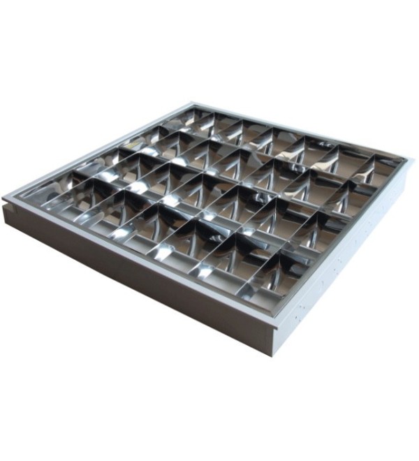 Ceiling light, satin aluminium Screen 4x18w