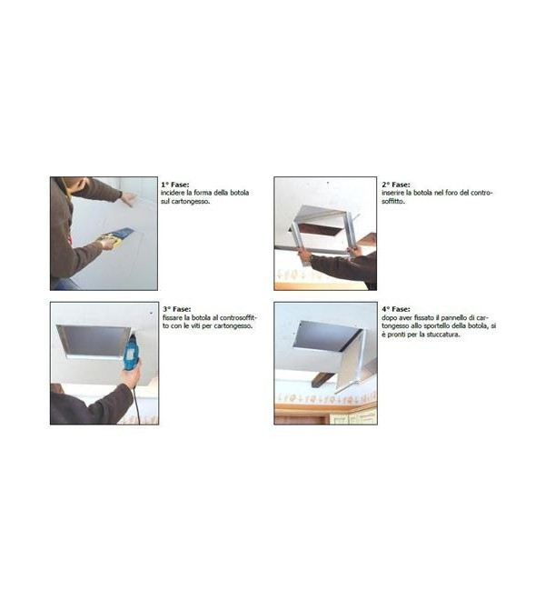 Botola dispezione per cartongesso in alluminio con sistema di apertura push pull 20x20 Chiusure1