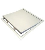 Botola dispezione per cartongesso in lamiera preverniciata bianca, con sistema di apertura push pull 50x50 Chiusure2