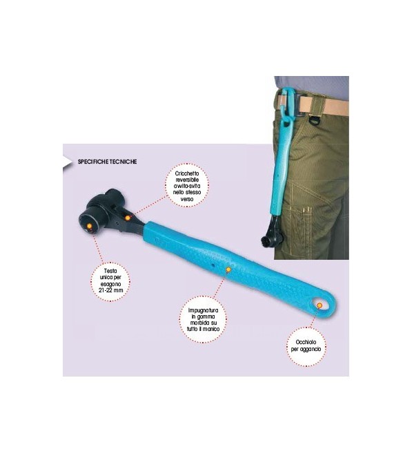 Chiave a cricchetto 'handle' per ponteggio 21-22 mm