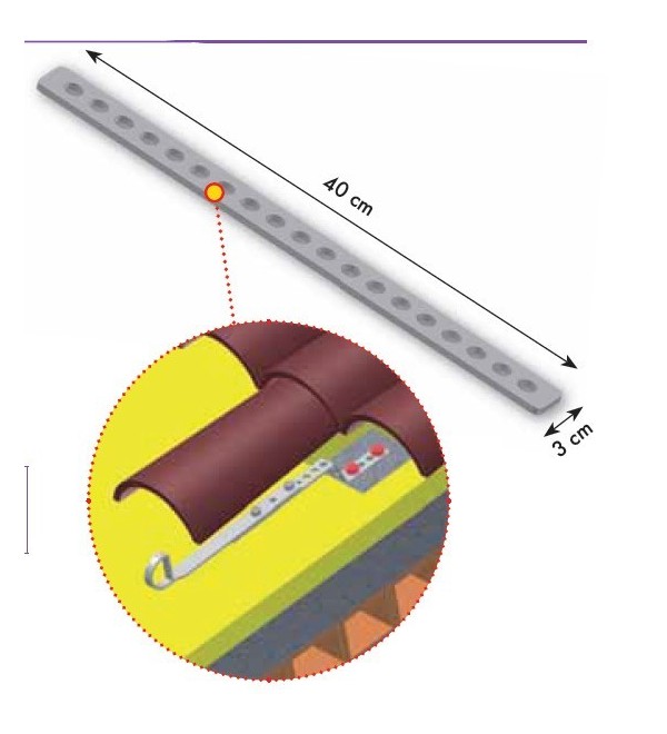 Staffa di registro gancio sottotegola 40x3 cm