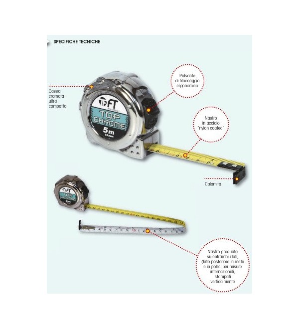 Measuring tape ' top chrome ' precision class II